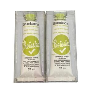 2 Grumbacher Pre Tested Permanent Artist Oil Paint Thalo Yellow Green 37ml NEW